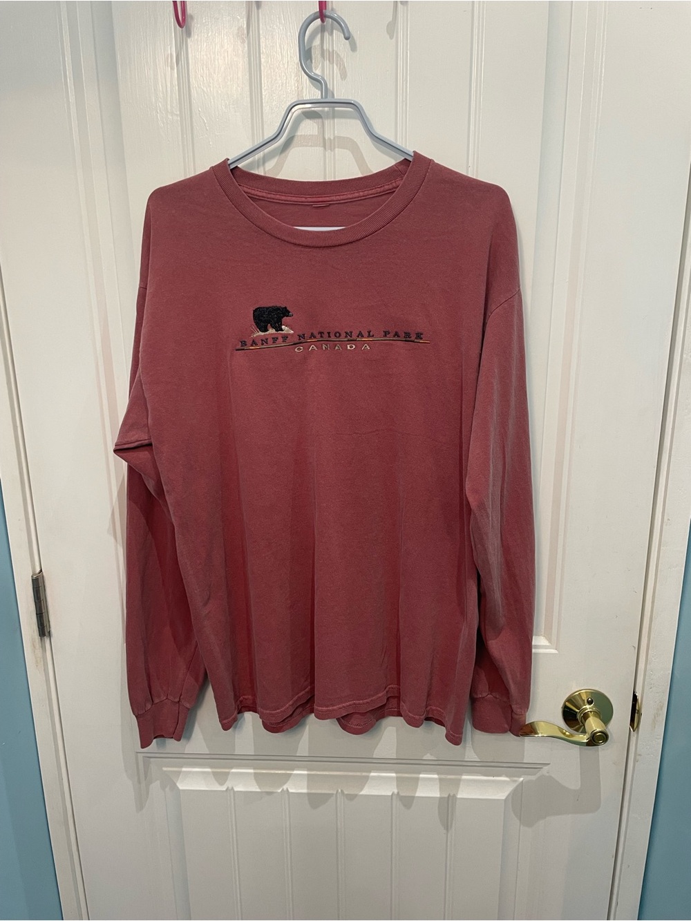 Blue 84 Men's Long Sleeve Crewneck in Dusty Rose with Banff Graphic